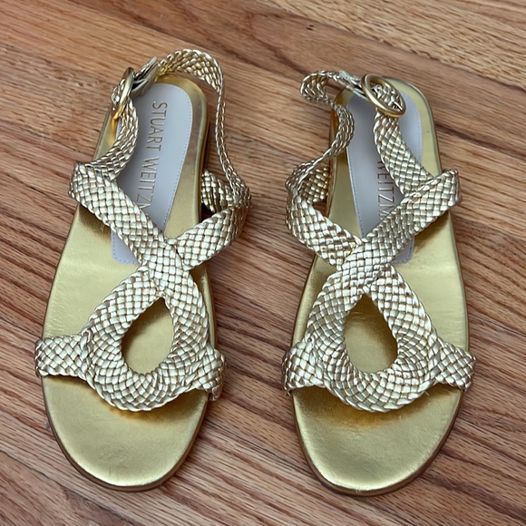 Stuart Weitzman Women's Teodora Braided Slingback Sandal, Metallic US 7.5 - Picture 7 of 16